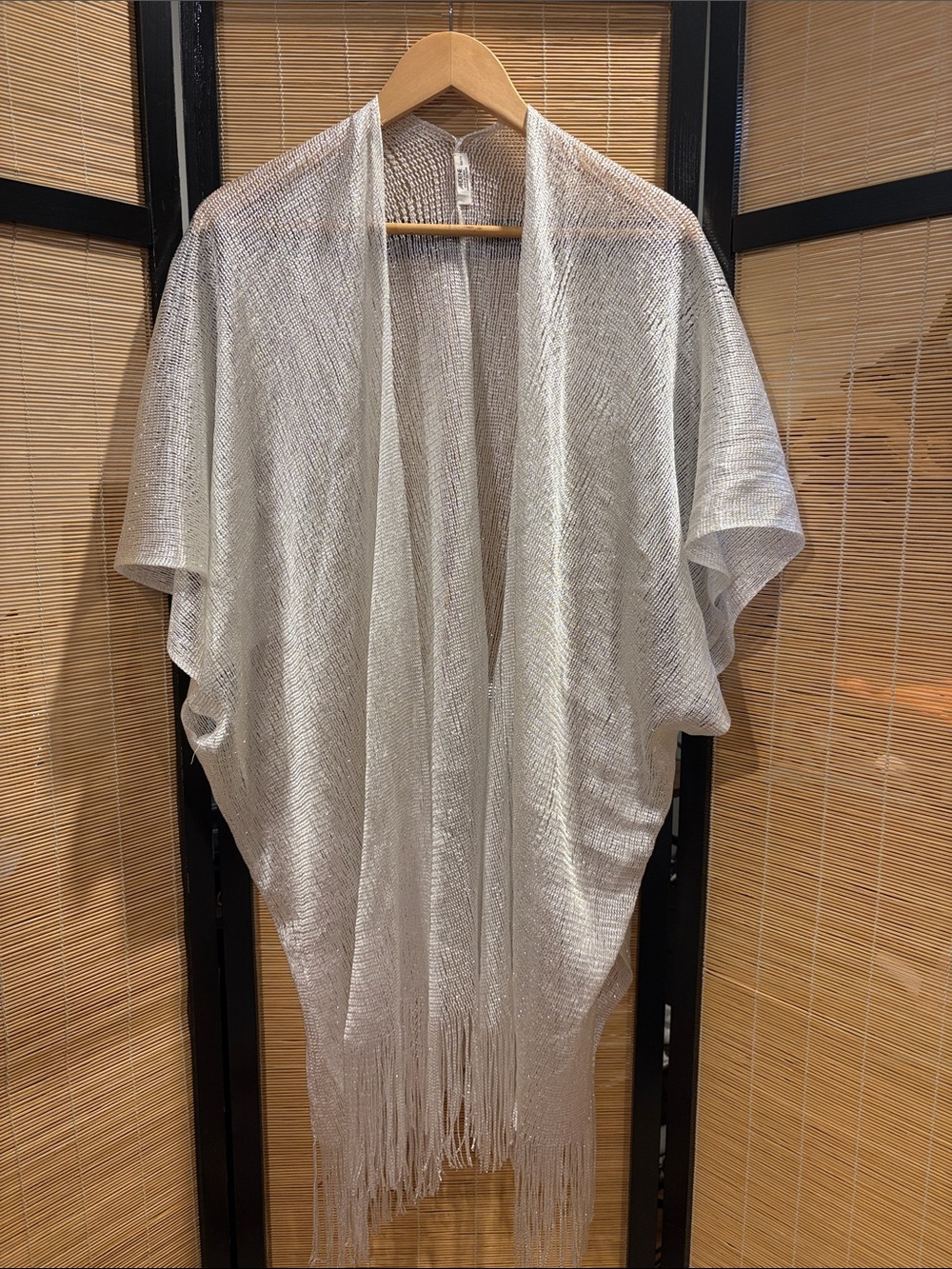 Silver Metallic Fringe Kimono Wrap - Home Accents